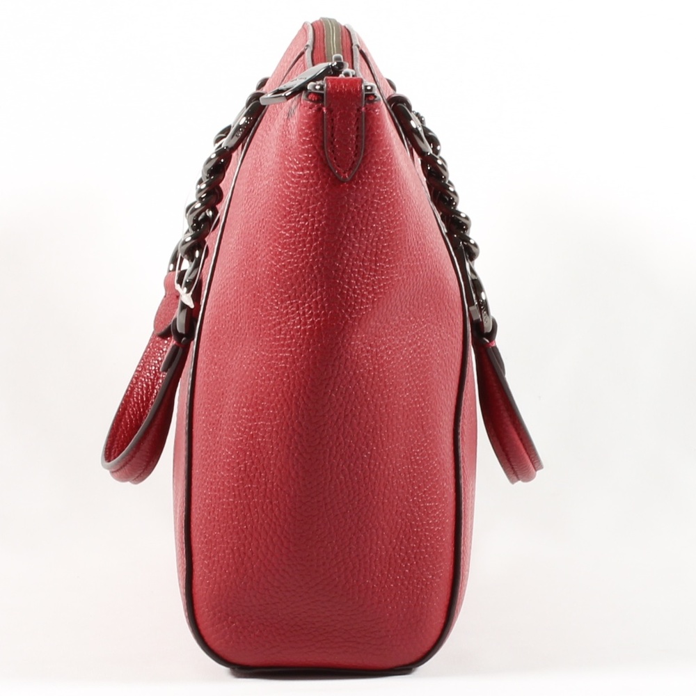 Coach Prairie Chain Satchel Handbag Cherry Leather - Picture 5 of 9